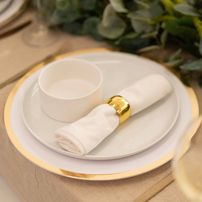 Champagne Gold Rim Charger Plate Pack 4 White (33cmD)