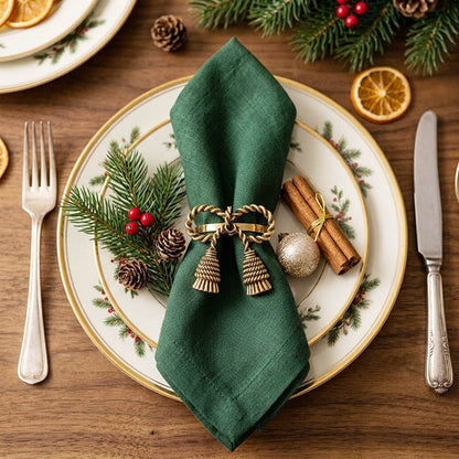 Tassel Bow Napkin Ring Pack 2 Antique Gold (4.5cmD)
