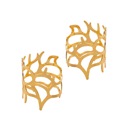 Seaside Coral Napkin Ring Pack 2 Gold (4.5cmD)