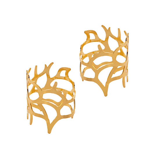 Seaside Coral Napkin Ring Pack 2 Gold (4.5cmD)