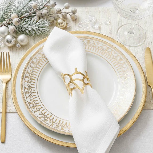 Seaside Coral Napkin Ring Pack 2 Gold (4.5cmD)