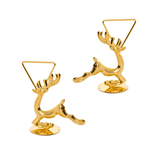 Reindeer Place Card Holder Pack 2 Gold (??cmH)