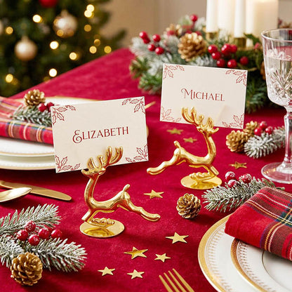 Reindeer Place Card Holder Pack 2 Gold (??cmH)