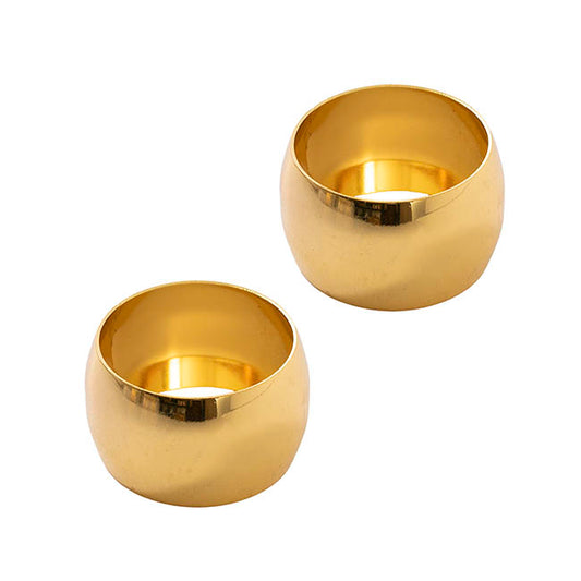 Napkin Ring Solid Round Metal Pack 2 Gold (4.5cmD)