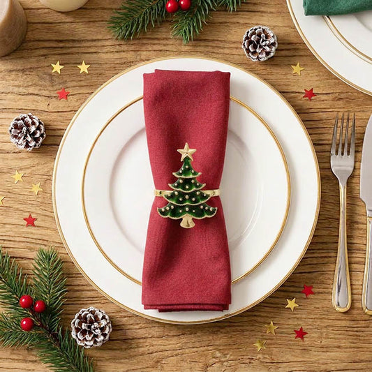 Christmas Tree Napkin Ring Pack 2 Green (4.5cmD)