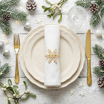 Snowflake Napkin Ring Pack 2 Gold (4.5cmD)