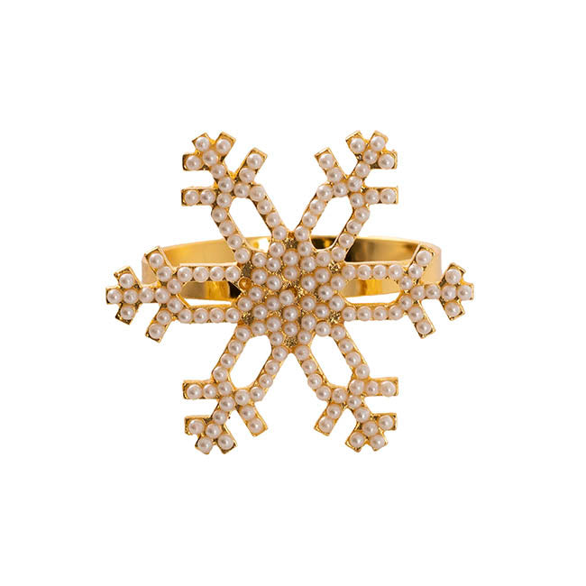 Snowflake Napkin Ring Pack 2 Gold (4.5cmD)