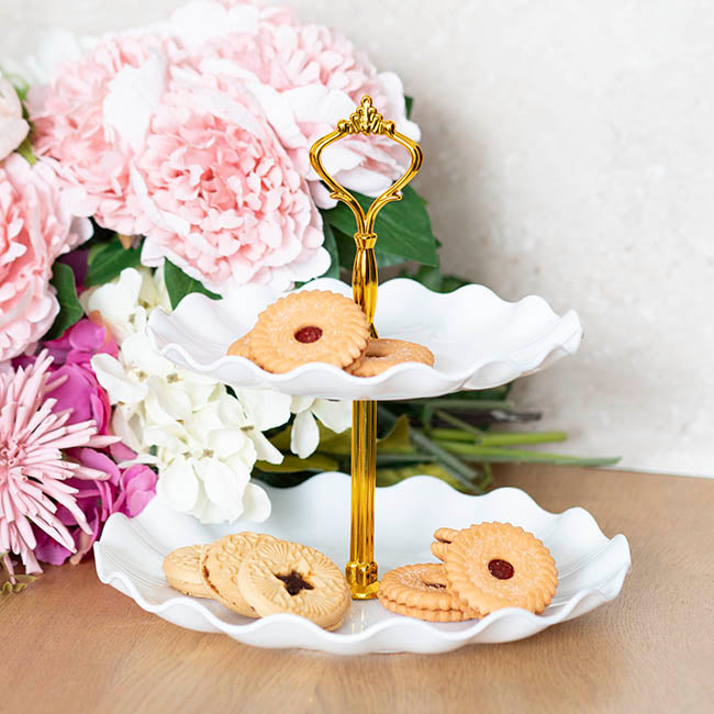 Elegant 2 Tier Cake Stand White (23cmH)