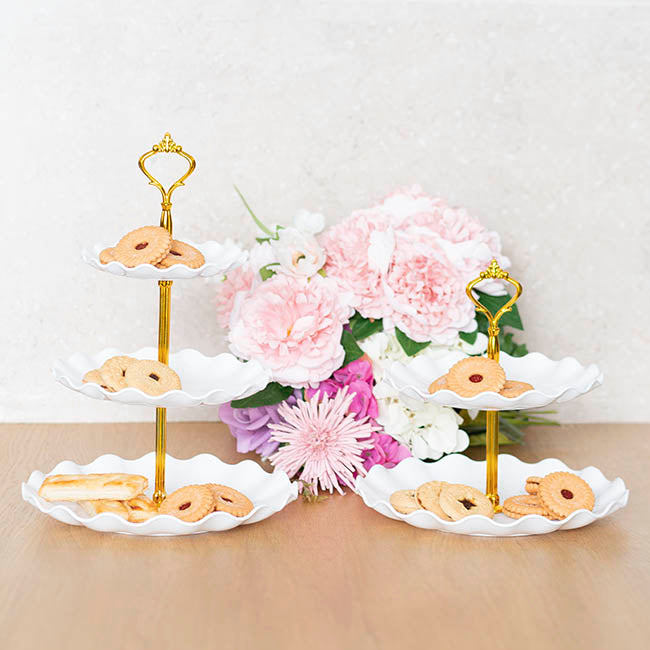Elegant 3 Tier Cake Stand White (34cmH)