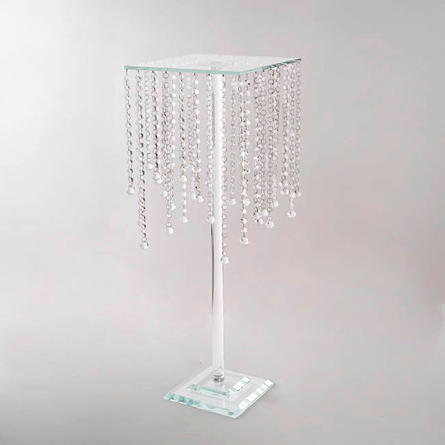 Hanging Crystal Centrepiece Stand Square Clear (84cmH)