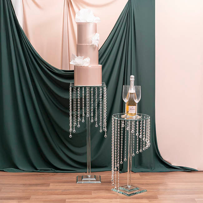 Hanging Crystal Centrepiece Stand Square Clear (84cmH)