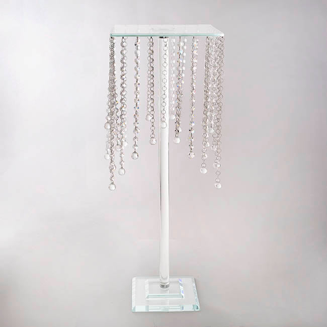Hanging Crystal Centrepiece Stand Square Clear (84cmH)