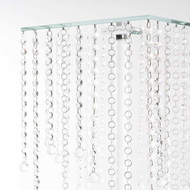 Hanging Crystal Centrepiece Stand Square Clear (84cmH)