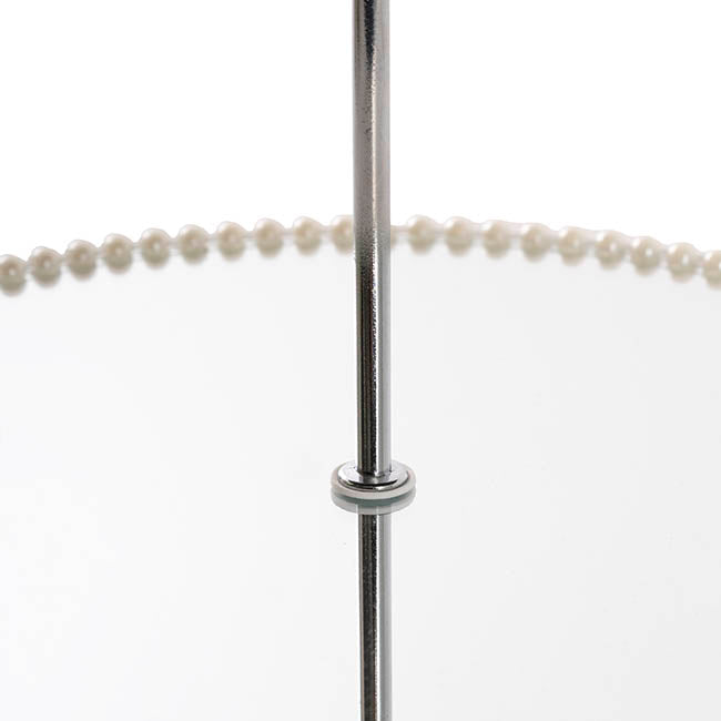 Elegant Cake Stand 2 Tier Mirror Pearl Edge Silver (32cmH)