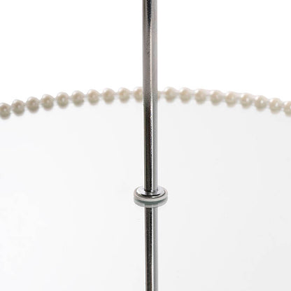 Elegant Cake Stand 2 Tier Mirror Pearl Edge Silver (32cmH)