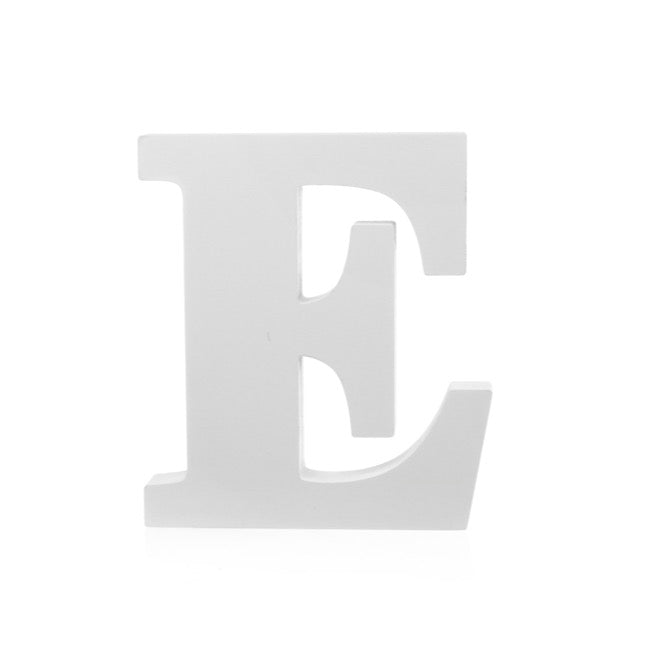 Single Wooden Letter "E" White (18cmH)