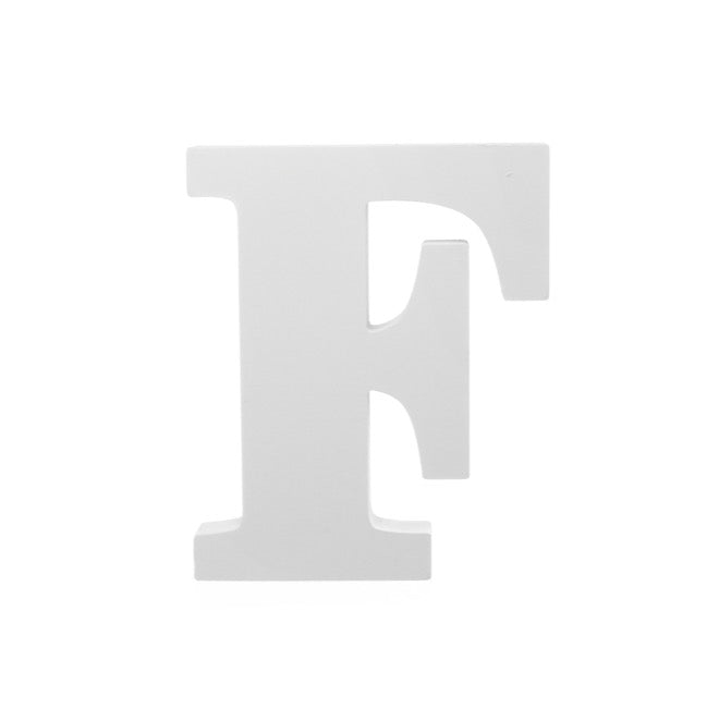 Single Wooden Letter "F" White (18cmH)