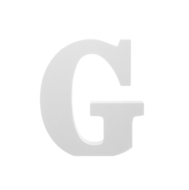 Single Wooden Letter "G" White (18cmH)