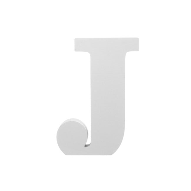 Single Wooden Letter "J" White (18cmH)