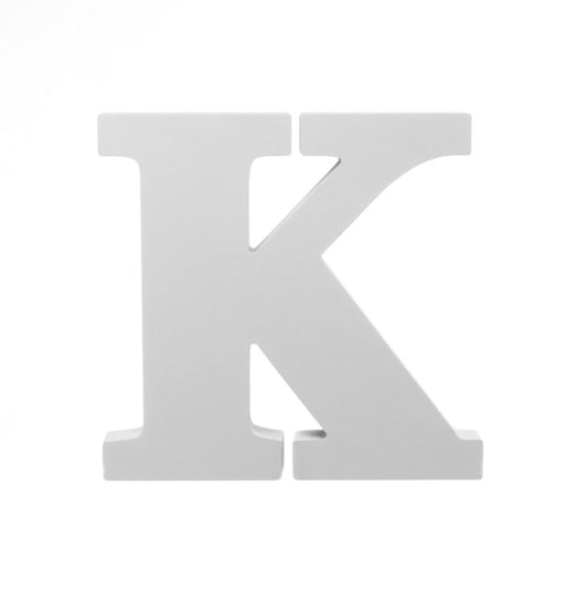 Single Wooden Letter "K" White (18cmH)