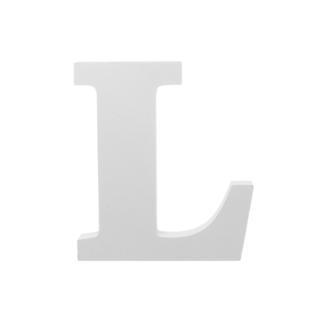 Single Wooden Letter "L" White (18cmH)
