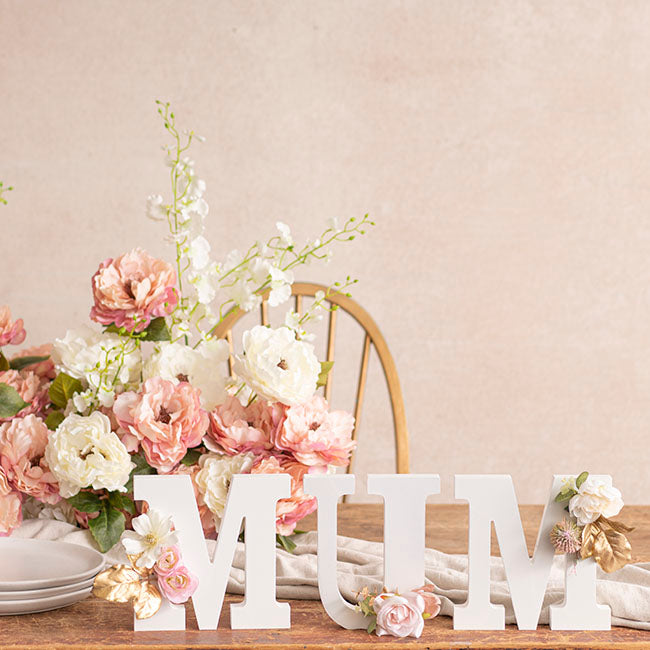 Single Wooden Letter "M" White (18cmH)