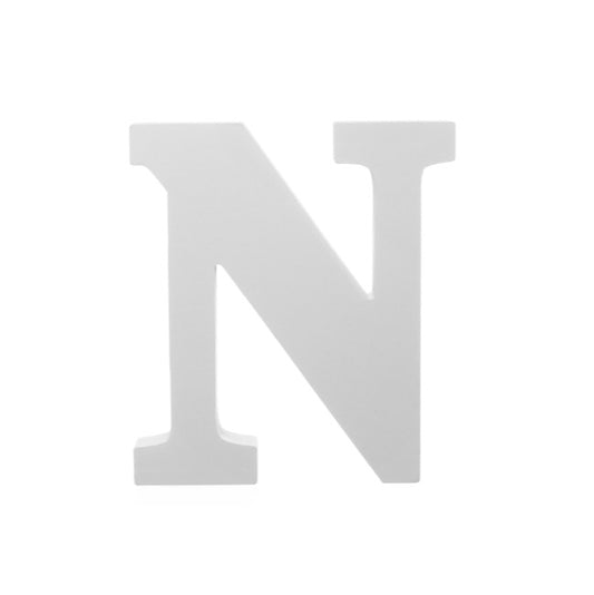 Single Wooden Letter "N" White (18cmH)