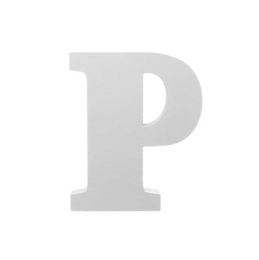 Single Wooden Letter "P" White (18cmH)