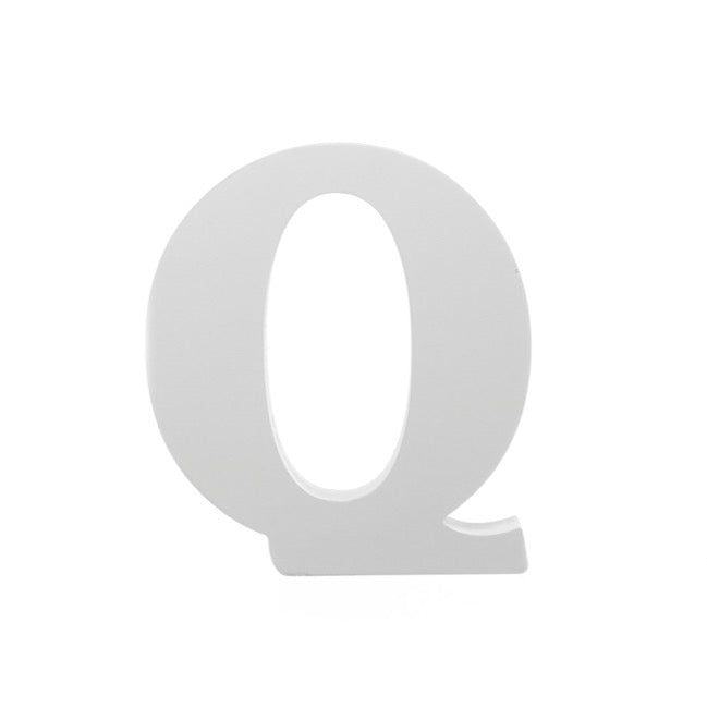 Single Wooden Letter "Q" White (18cmH)