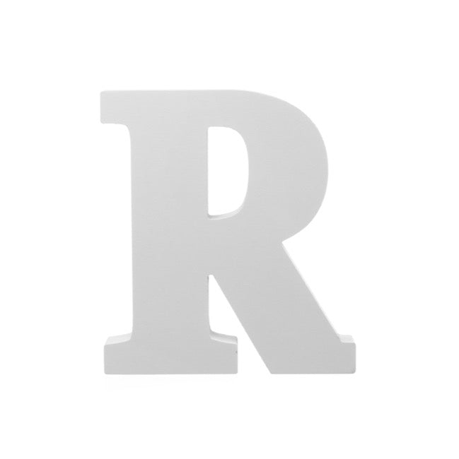 Single Wooden Letter "R" White (18cmH)