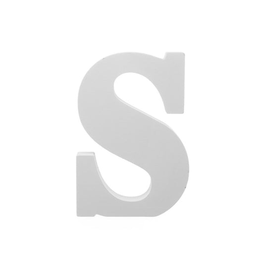 Single Wooden Letter "S" White (18cmH)