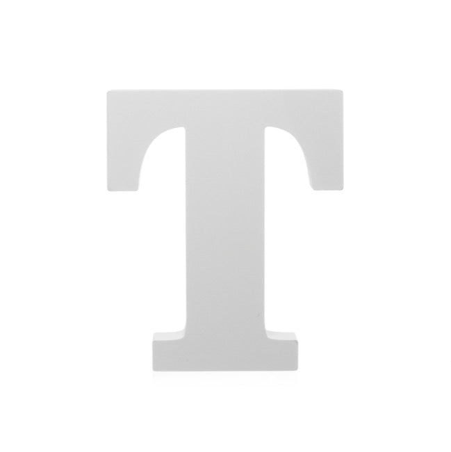 Single Wooden Letter "T" White (18cmH)