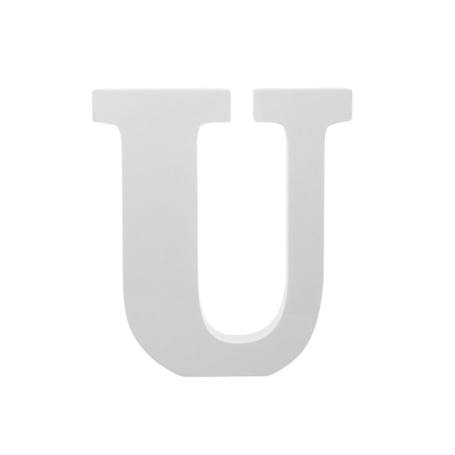 Single Wooden Letter "U" White (18cmH)