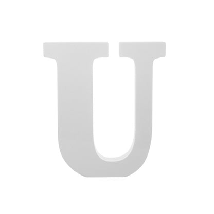 Single Wooden Letter "U" White (18cmH)