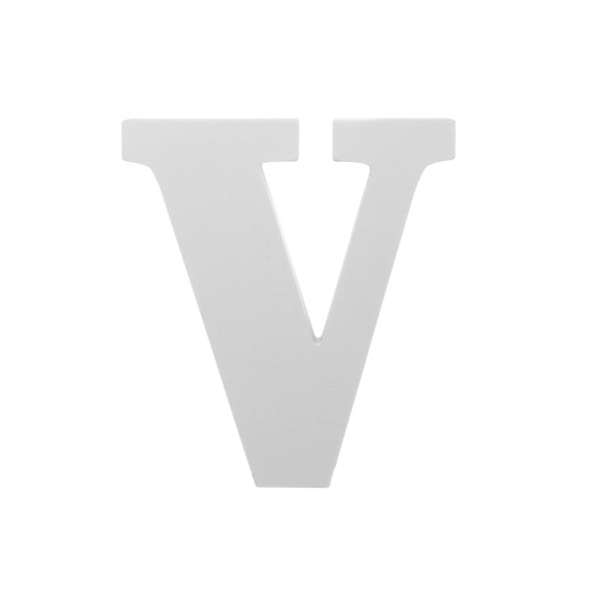Single Wooden Letter "V" White (18cmH)