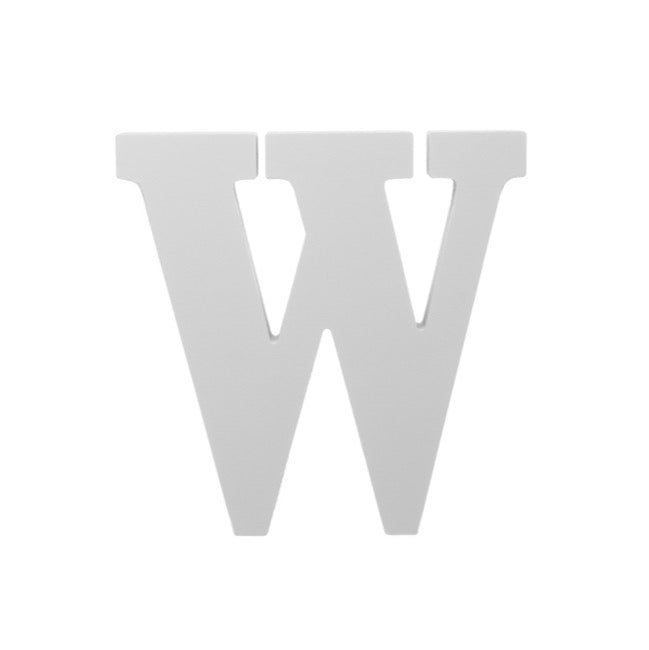 Single Wooden Letter "W" White (18cmH)