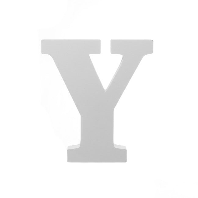 Single Wooden Letter "Y" White (18cmH)