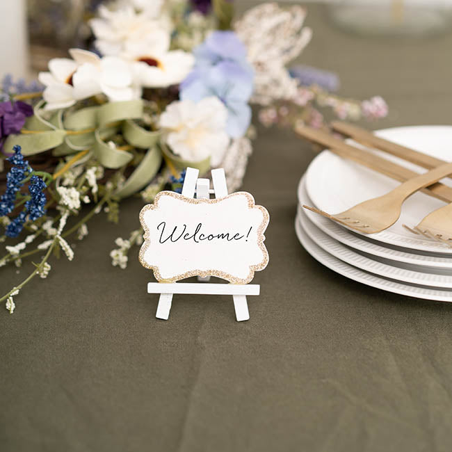 Mini Name Card Easel Gold & White Pack 6 (7x8cmH)