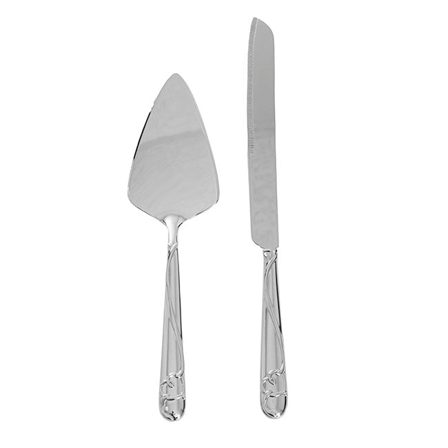 Heart Design Cake Knife Set (23Wx340mmL & 73Wx275mmL)