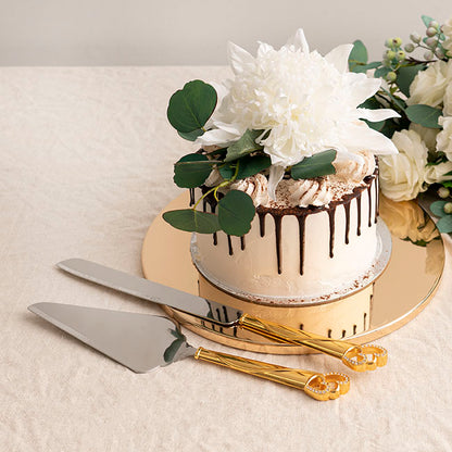 Diamante Heart Cake Knife Set Gold (23Wx340mmL & 70Wx290mmL)