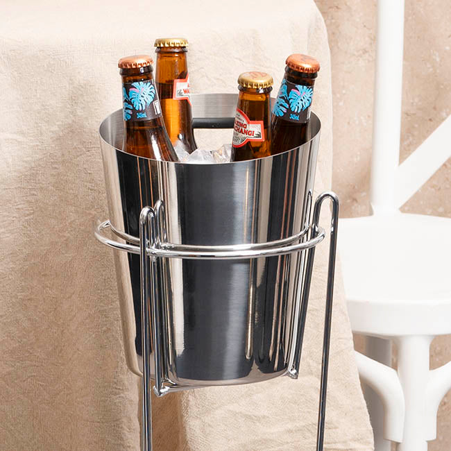Stainless Steel Ice Bucket w Handle 5L Silver (18x13.5x21.5)