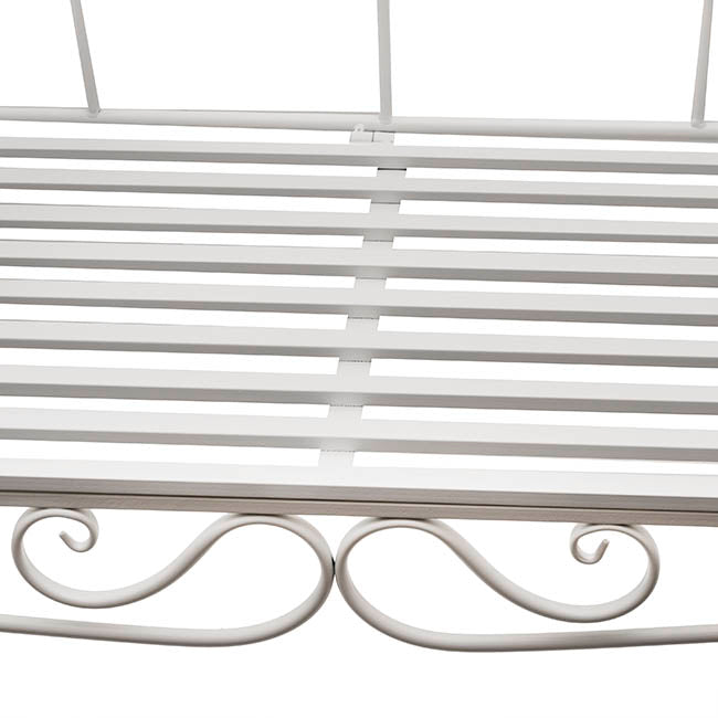 Two Seater Classic Metal Garden Bench White (132x46x89cmH)