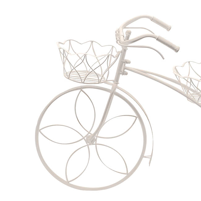 Decorative Bicycle Planter Shelf Display Stand White (62cmH)