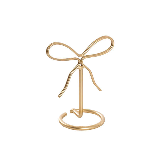 Bow Place Card Holders Pack 2 Gold (11cmH)
