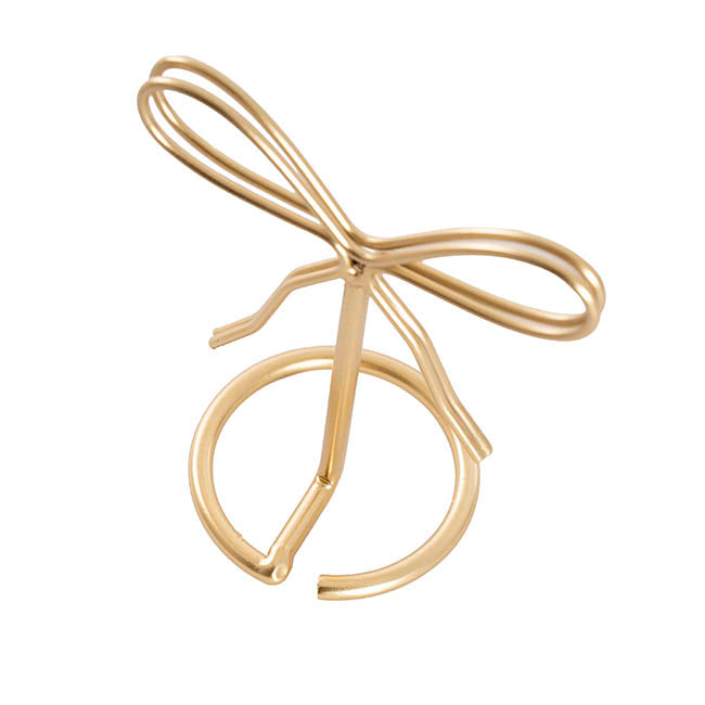 Bow Place Card Holders Pack 2 Gold (11cmH)