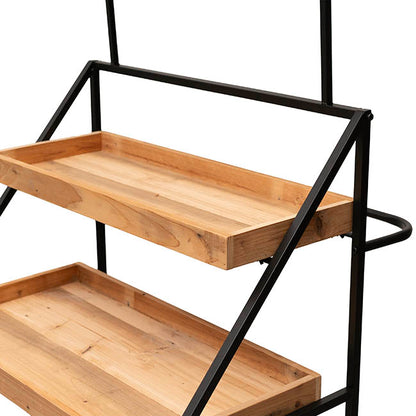 Flower Display Cart w Wooden Trays Black (82x89x144cmH)