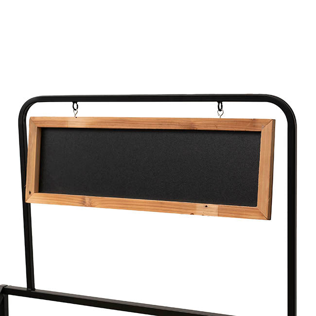 Flower Display Cart w Wooden Trays Black (82x89x144cmH)