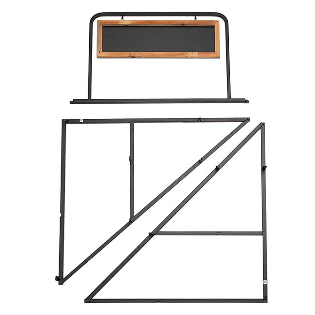 Flower Display Cart w Wooden Trays Black (82x89x144cmH)