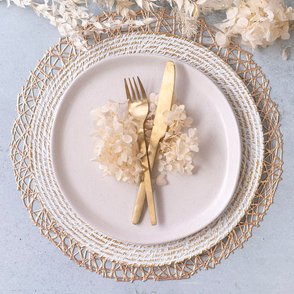 Wedding Table Placemat Set 2 Round Champagne (38cmD)