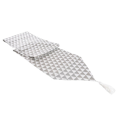 Table Runner Geometric Pattern Light Grey (30cmx180cmL)